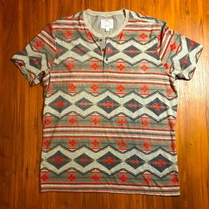 Lucky Brand Aztec Mayan Button Henley Shirt XL